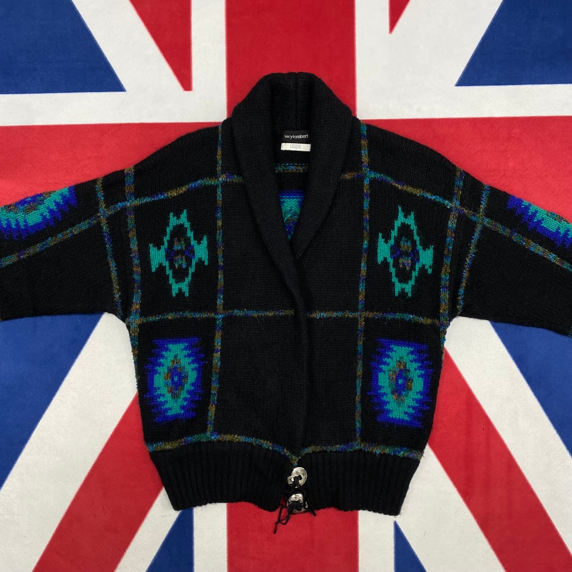 빈티지 오버핏 패턴 가디건 여성 S 실측 66 상품이미지2