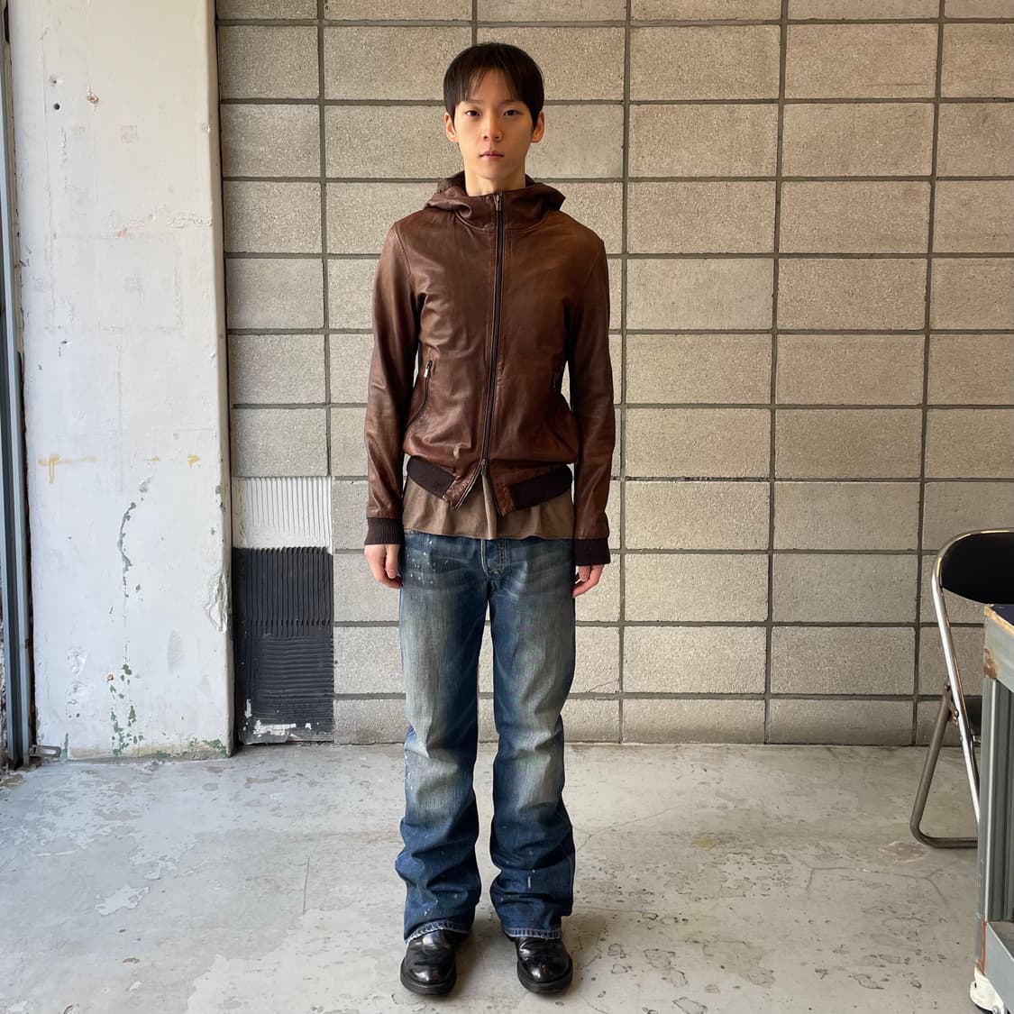 유나이트애로우즈 후드 레더 자켓 상품이미지4