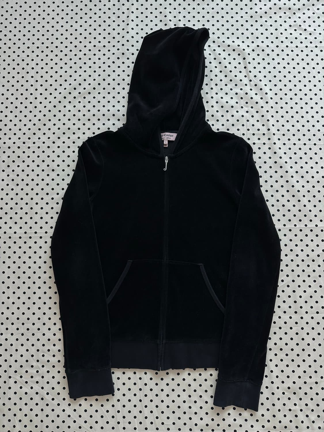 쥬시꾸뛰르 퍼피 블랙 벨벳 후드집업 희귀 y2k 갸루 괴짜 펑크 러힙 상품이미지2