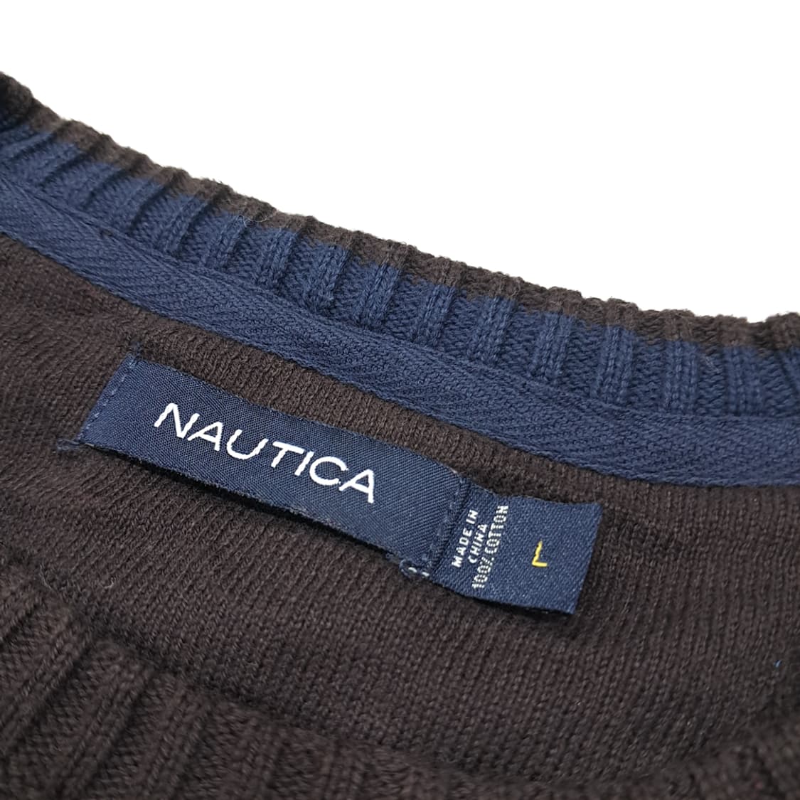 CL136 노티카 코튼 세일로고 브라운 니트 스웨터 상품이미지4