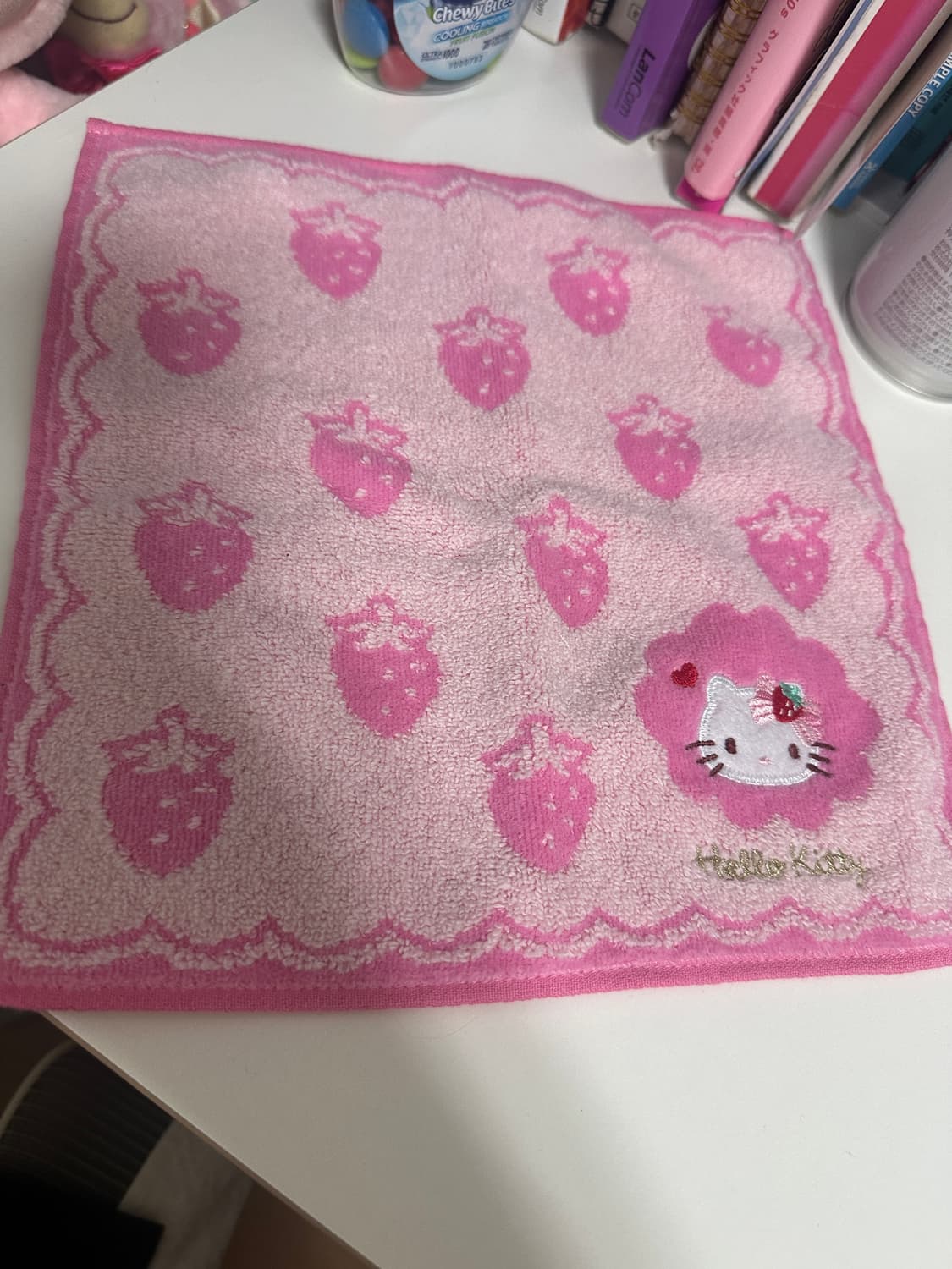 딸기키티 이치고 베이비핑크 타올 손수건 상품이미지2