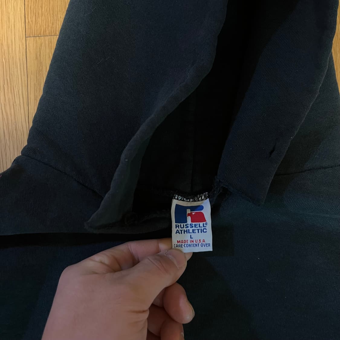 [L] 90s USA 빈티지 러셀 후드 블랙 상품이미지2