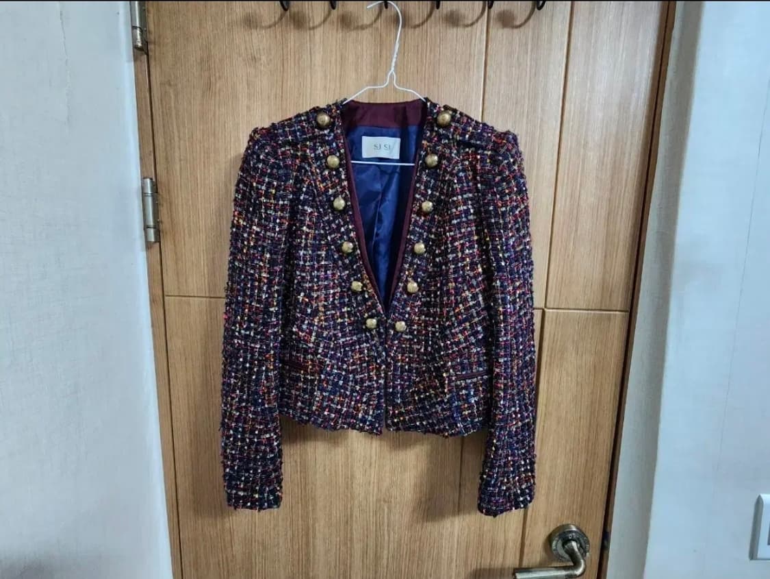 (66)여성 한섬 SJSJ 빈티지 트위드 금장 자켓 상품이미지1