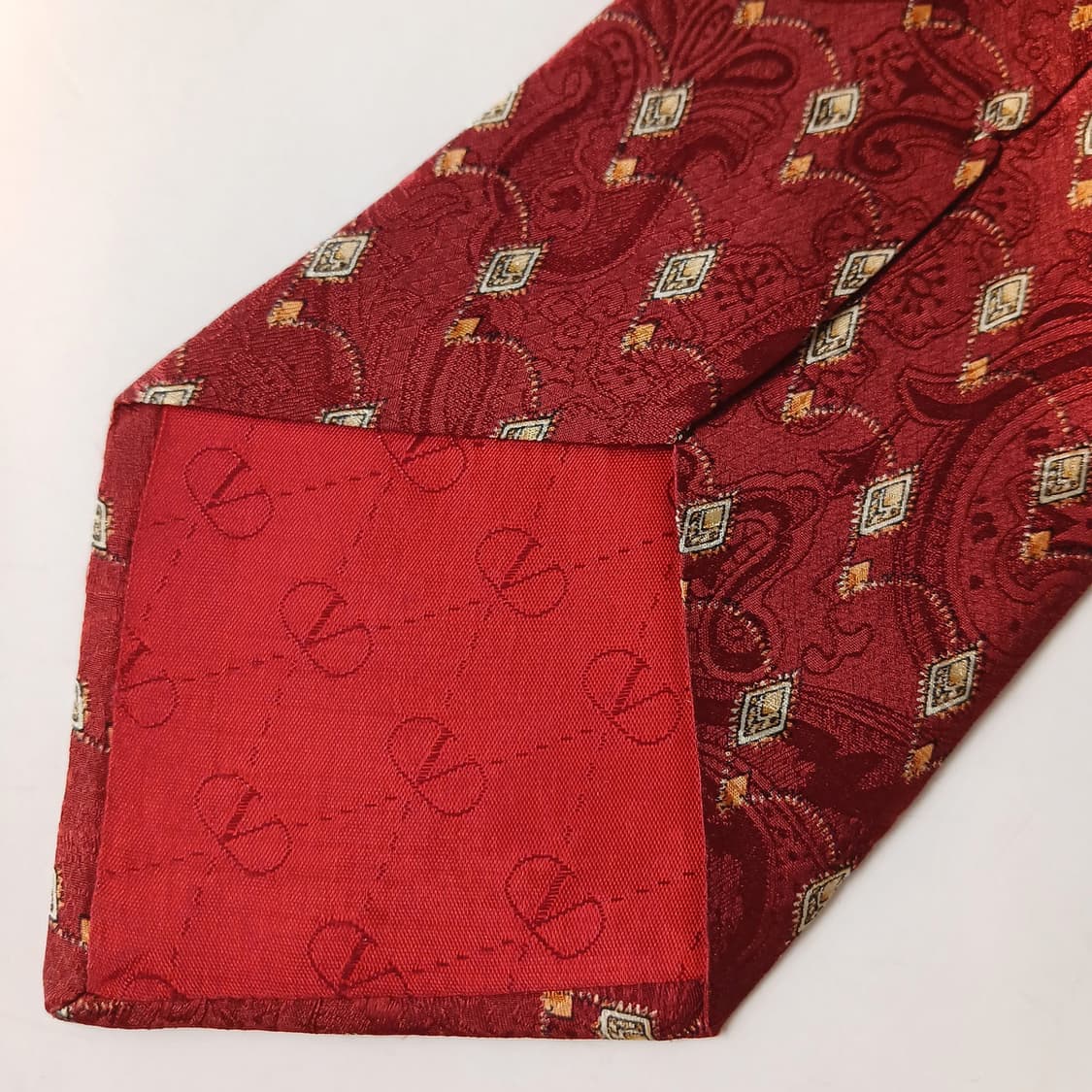 발렌티노 실크 와인 페이즐리 패턴 넥타이 10cm S~A+등급 E747 상품이미지8