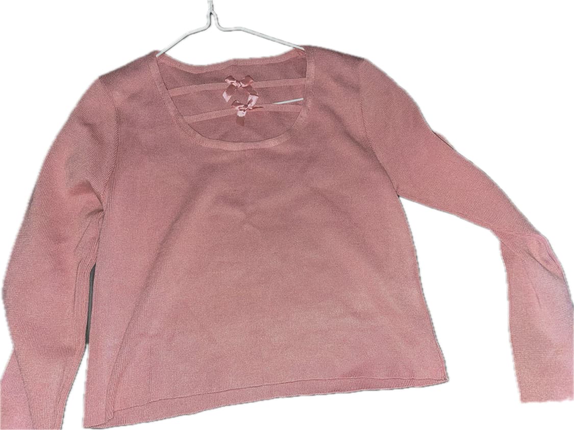 리본 라운드 크롭 골지 티셔츠 상품이미지2