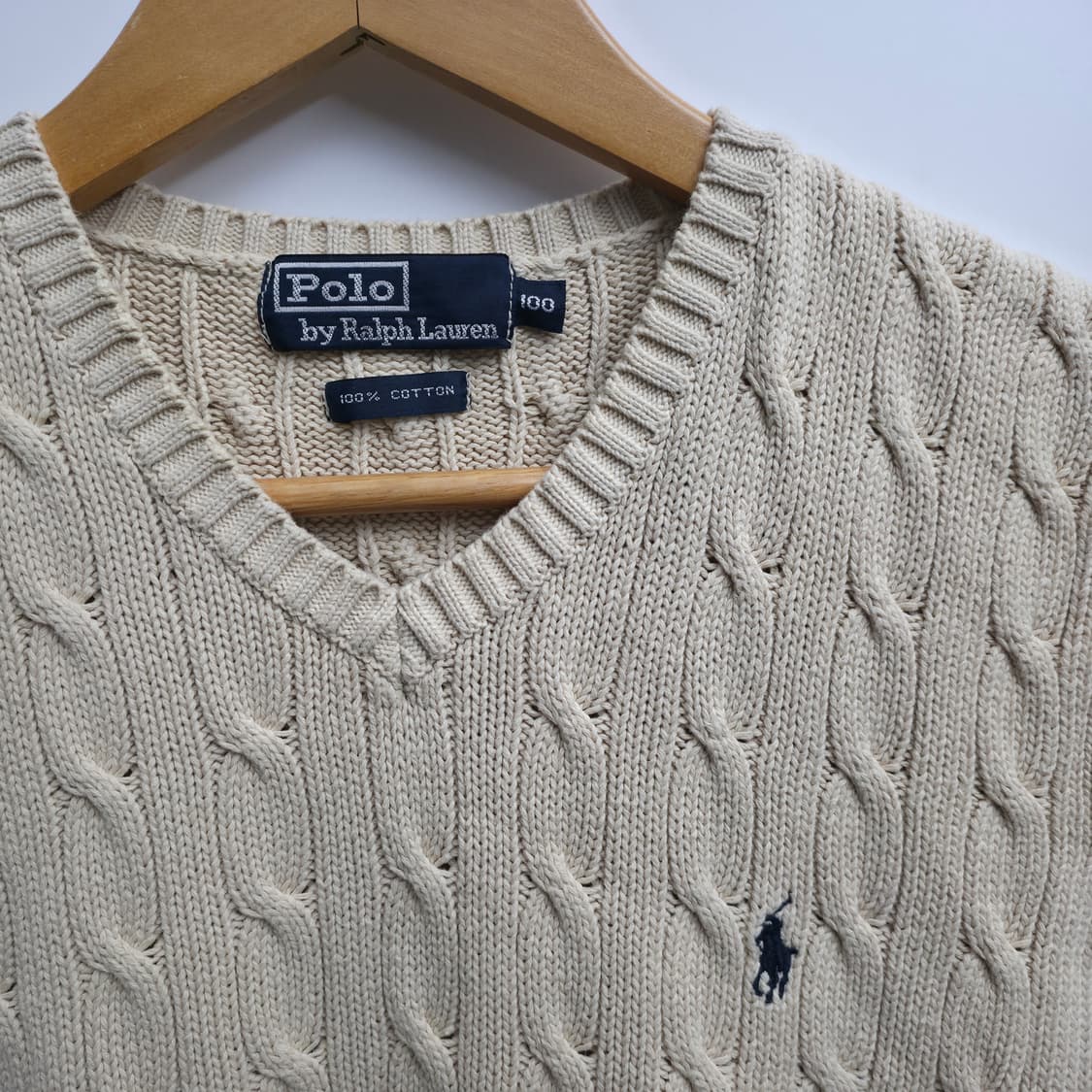 [L] 폴로 랄프로렌 케이블 니트 베스트 아이보리 상품이미지4