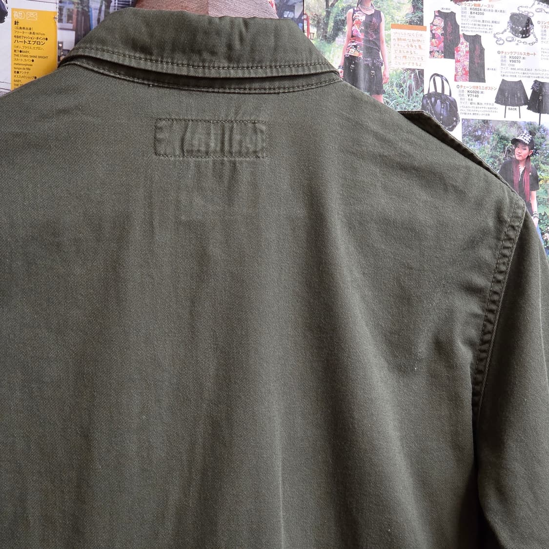 JPN 백넘버 카키 밀리터리무드 반팔 셔츠 상품이미지6