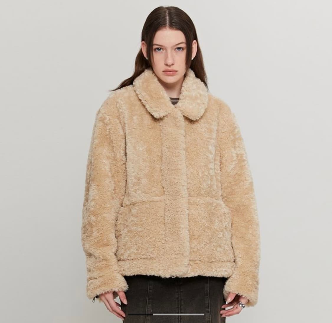 Spread Collar Shearling Jacket (Ivory) 상품이미지1