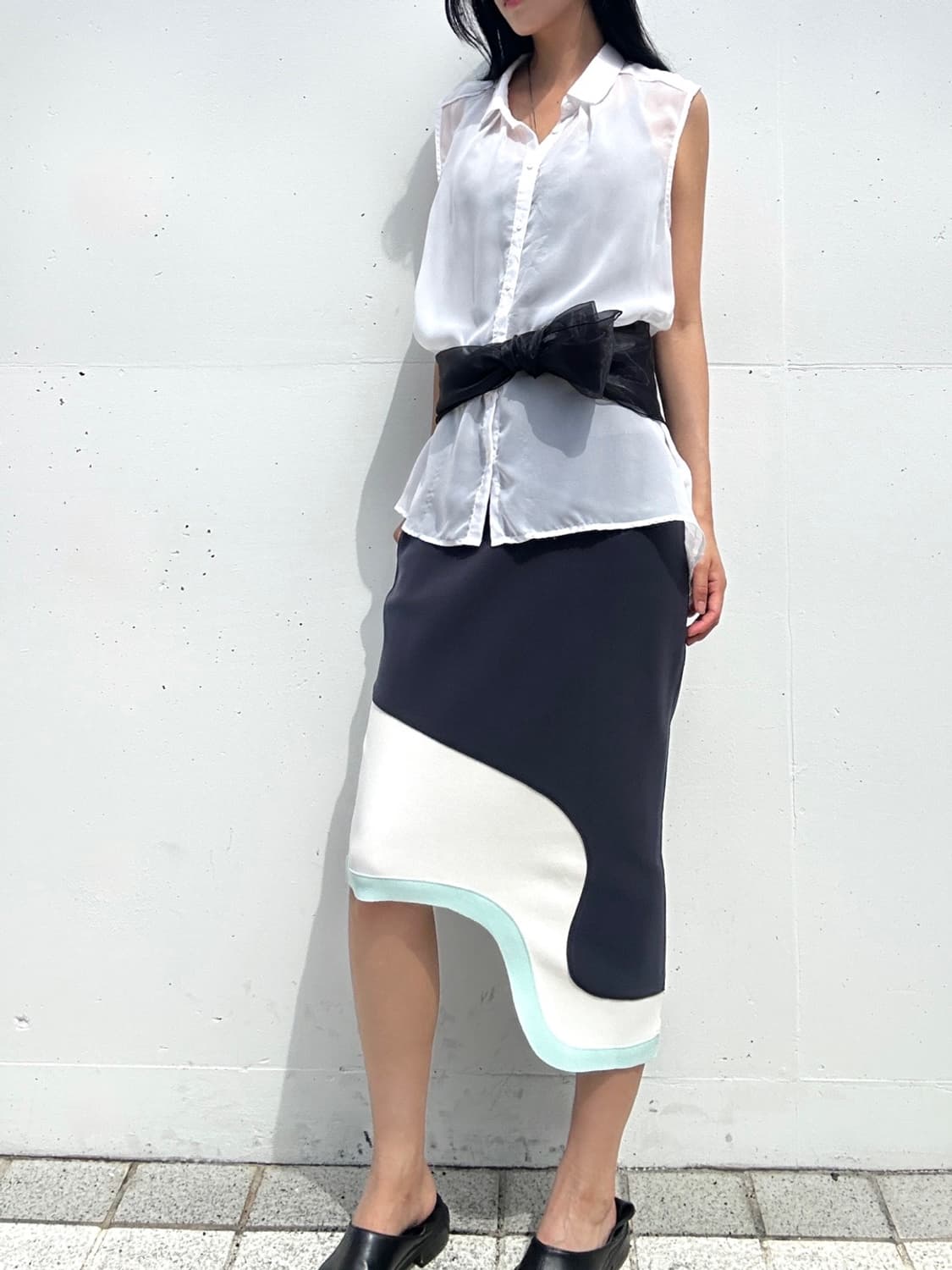 J.CHUNG unbalanced color mix skirt 상품이미지3