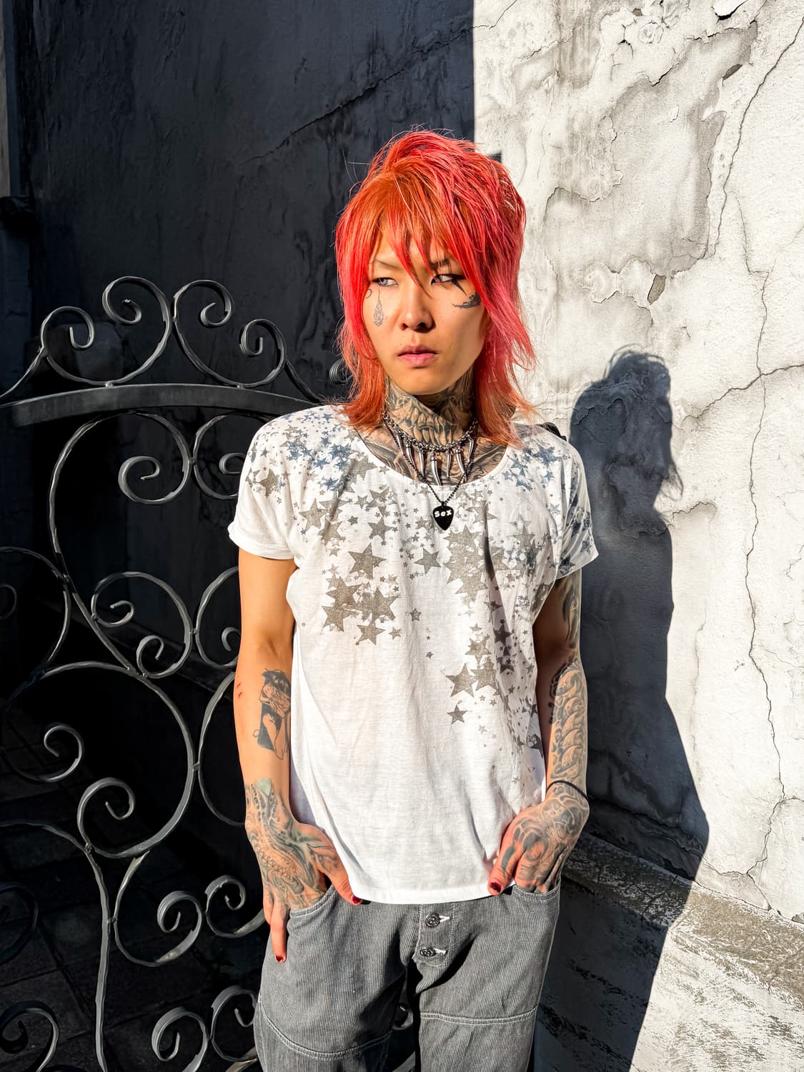 Star Print Draped T-shirt 상품이미지1