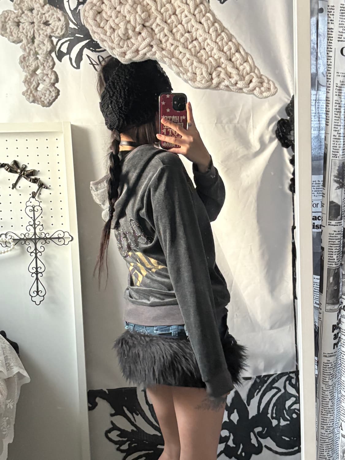 • Bang Bang Gray Velvet Hooded Zip-Up 상품이미지7