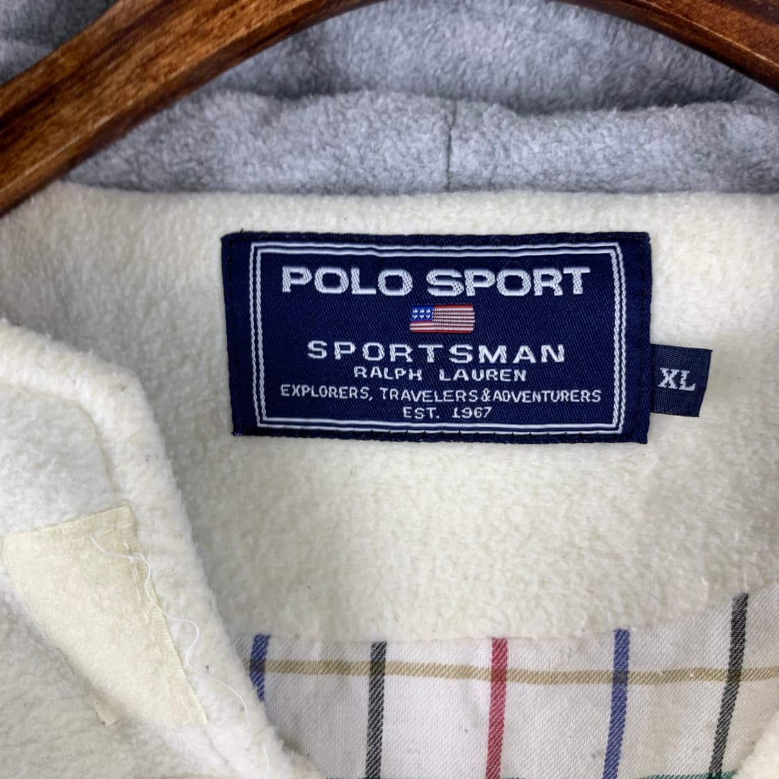90s 폴로 스포츠 아이보리 후리스 후드집업 점퍼 상품이미지7