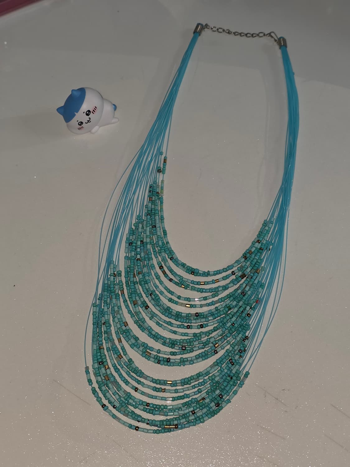 빈티지)아쿠아민트블루 터키석 보헤미안앤틱y2k레트로 비즈 레이어드 목걸이 상품이미지1