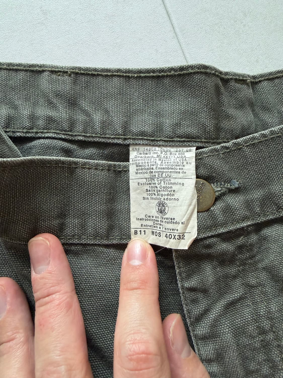 칼하트 B11 싱글니 MOS 모스컬러 40X32 상품이미지2