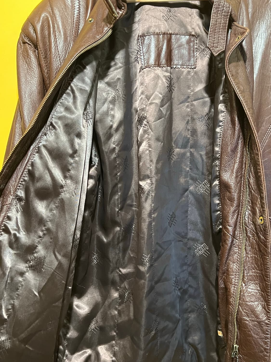 천연가죽 하이넥 레더 자켓 브라운 상품이미지6