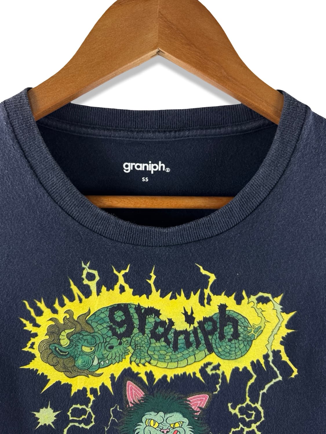 Graniph X 이시구로 아야코 콜라보 썬더드래곤캣 티셔츠4227 상품이미지3