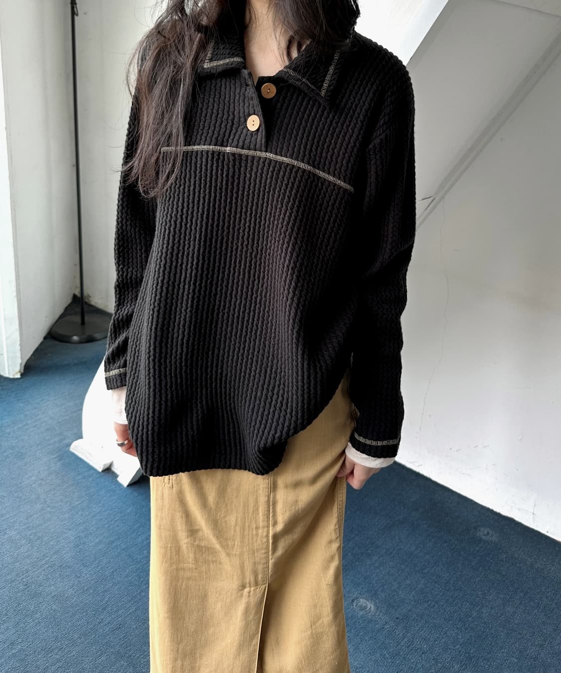 Volume fabric design button TOP 상품이미지7