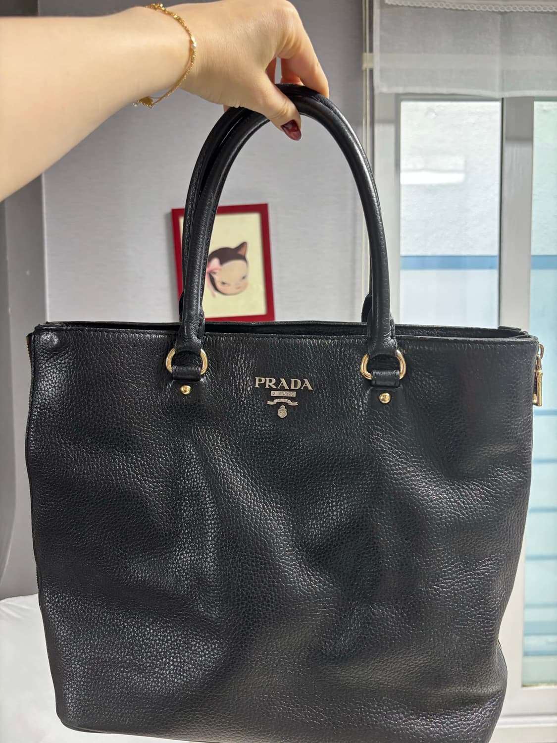 🖤 PRADA 블랙 레더 토트백 상품이미지1