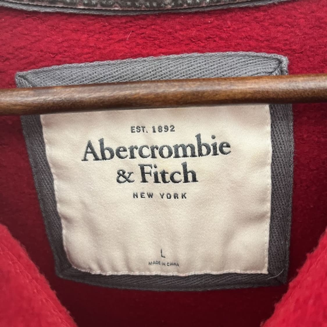 아베크롬비 Y2K 레트로 00's 딥레드 딱붙핏 후드티 L C11070 상품이미지4