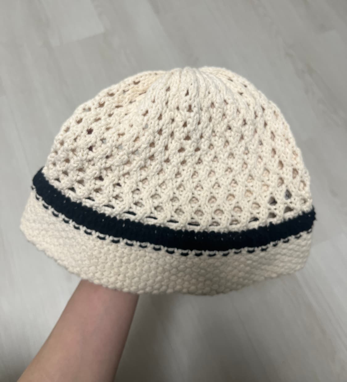 문선 Honeycomb knit Hat [Cream] 상품이미지2