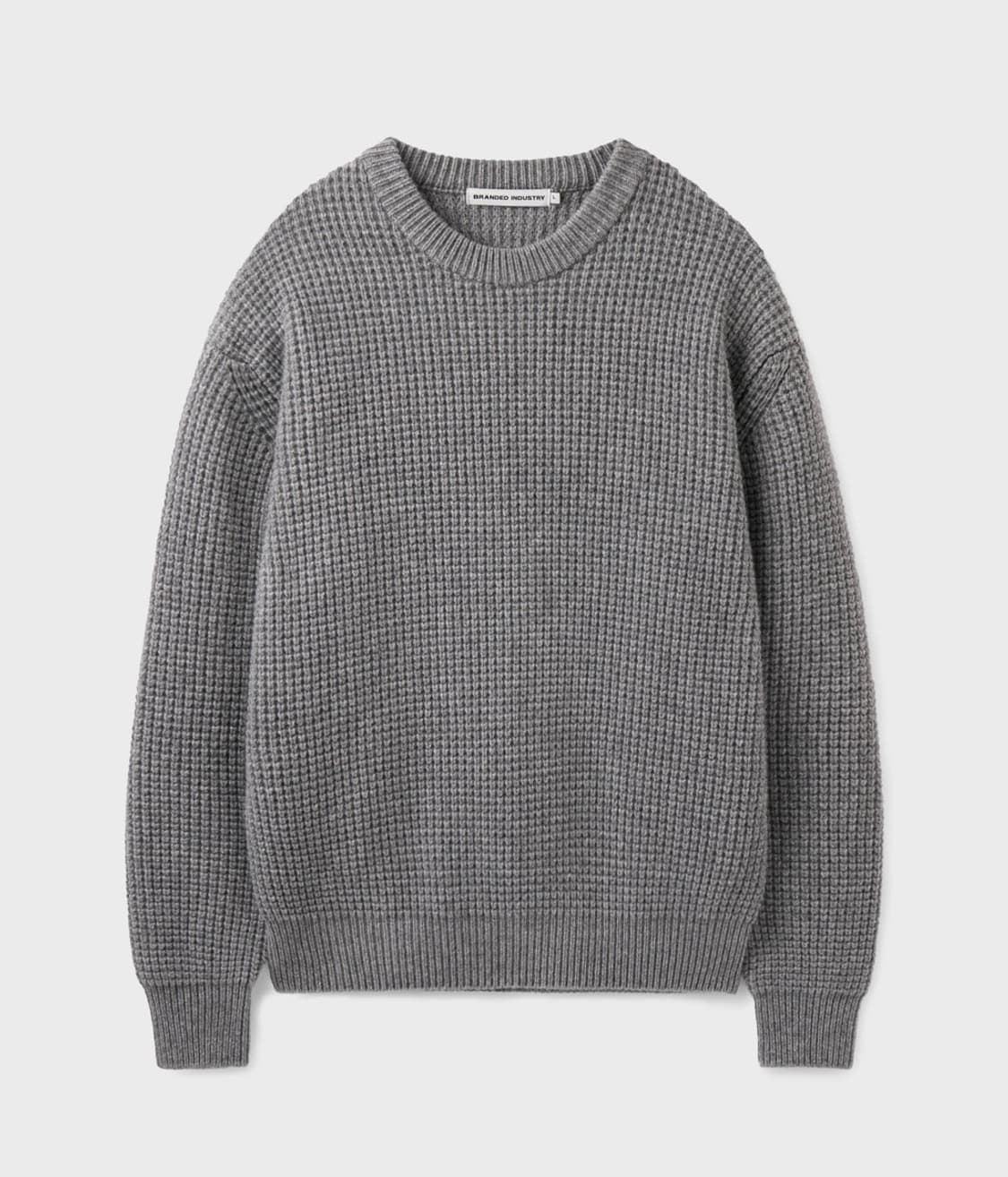 [M] 브랜디드 체인 헤비 울 니트 그레이  상품이미지1