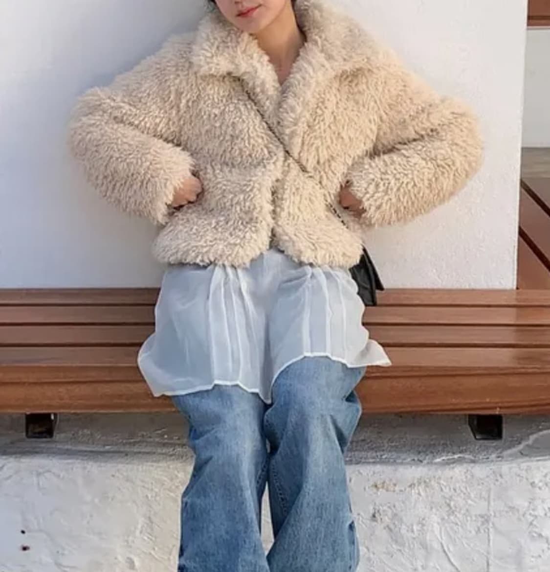 시스에이 컬리 퍼자켓 베이지 상품이미지2