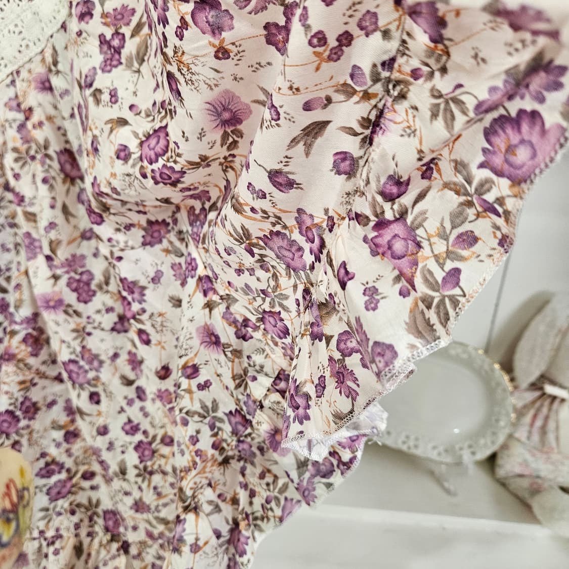 no0327 플로럴 케이프 망또 블라우스 상품이미지6