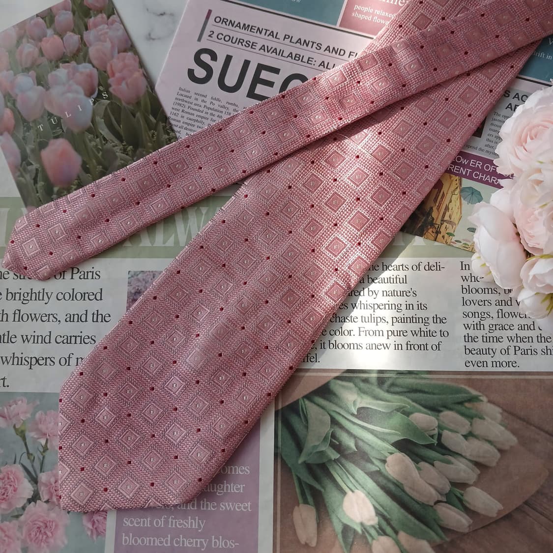 알테아 실크 핑크 자카드 넥타이 9.2cm A+등급 A18877
 상품이미지3