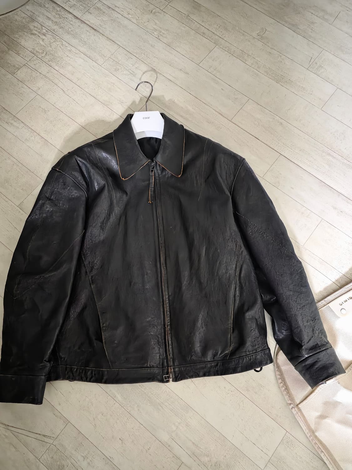 쿠어 컷오프 램스킨 레더 자켓 L 상품이미지1