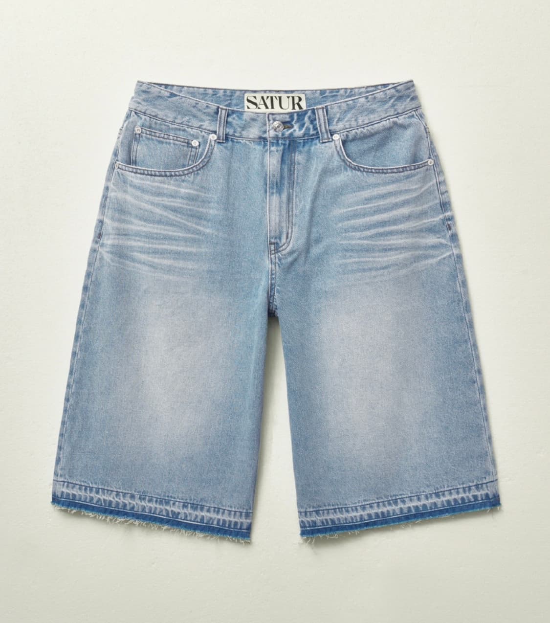 (m) satur 세터 가봉 데님 버뮤다 팬츠 라이트 블루 상품이미지1