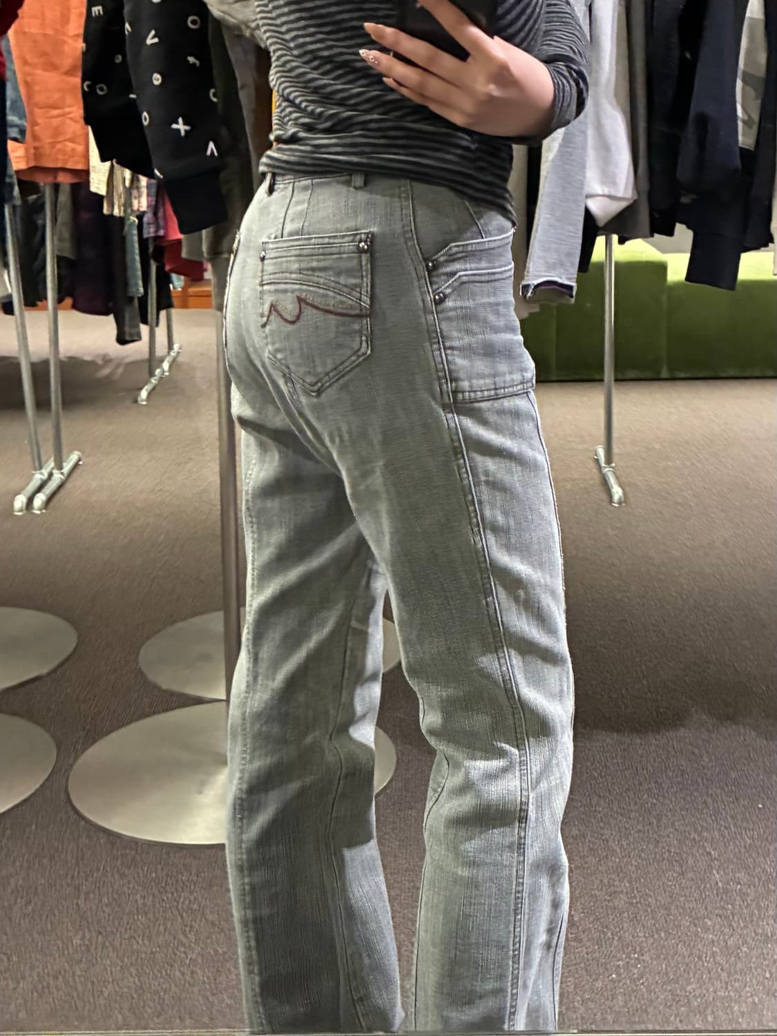 26) 재패니즈 빈티지 그레이 워싱 부츠컷 데님팬츠 상품이미지3