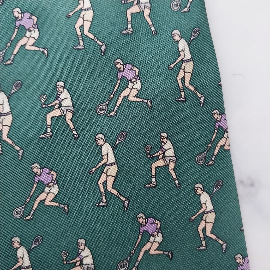 보포트 실크 그린 테니스 모티브 패턴 넥타이 9.7cm A등급 K1792 상품이미지9