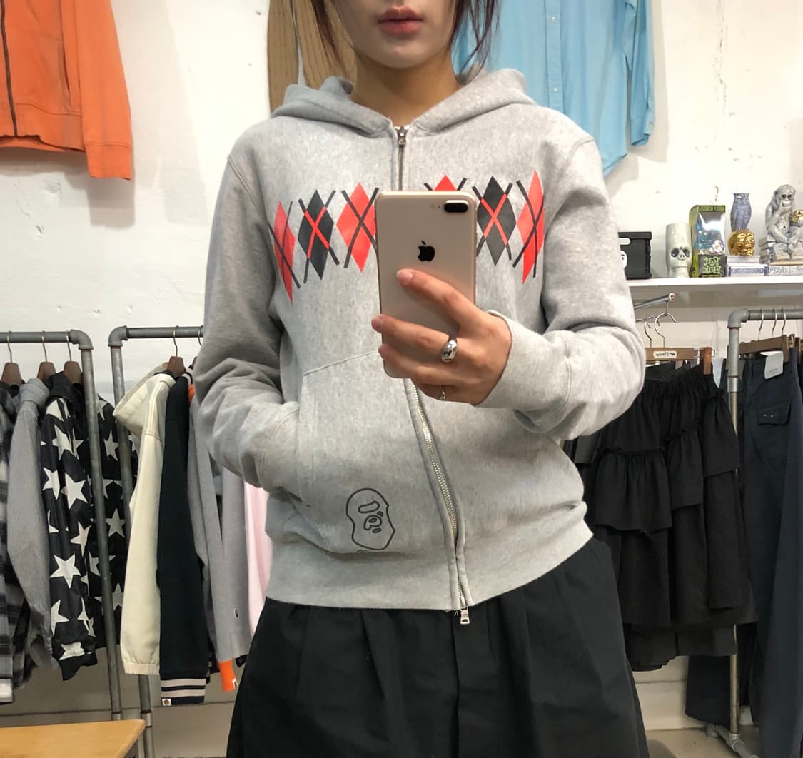 베이프 아가일 패턴 후드집업 상품이미지1