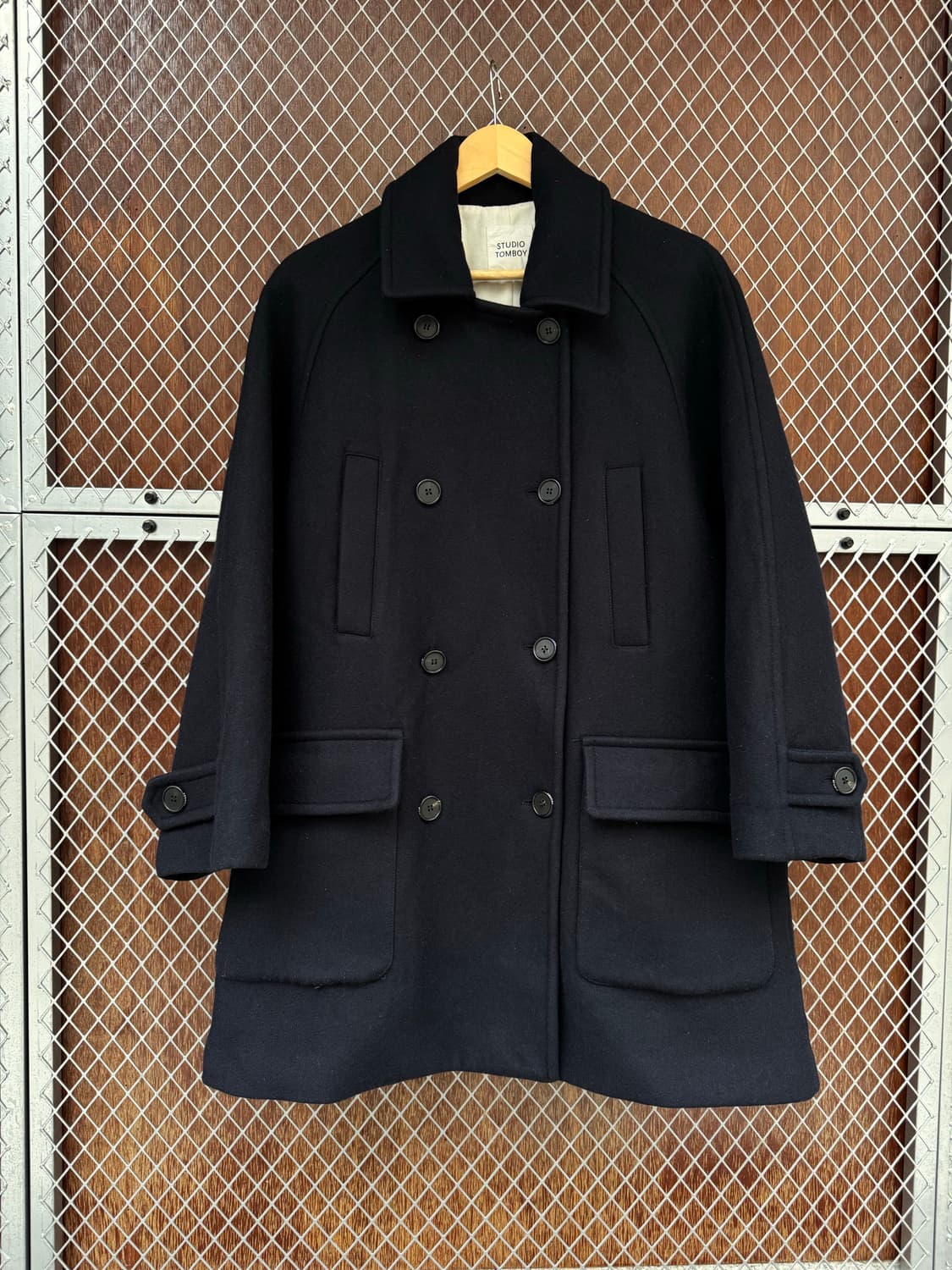 스튜디오톰보이 네이비 오버핏 울 더플코트 피코트 F 상품이미지1