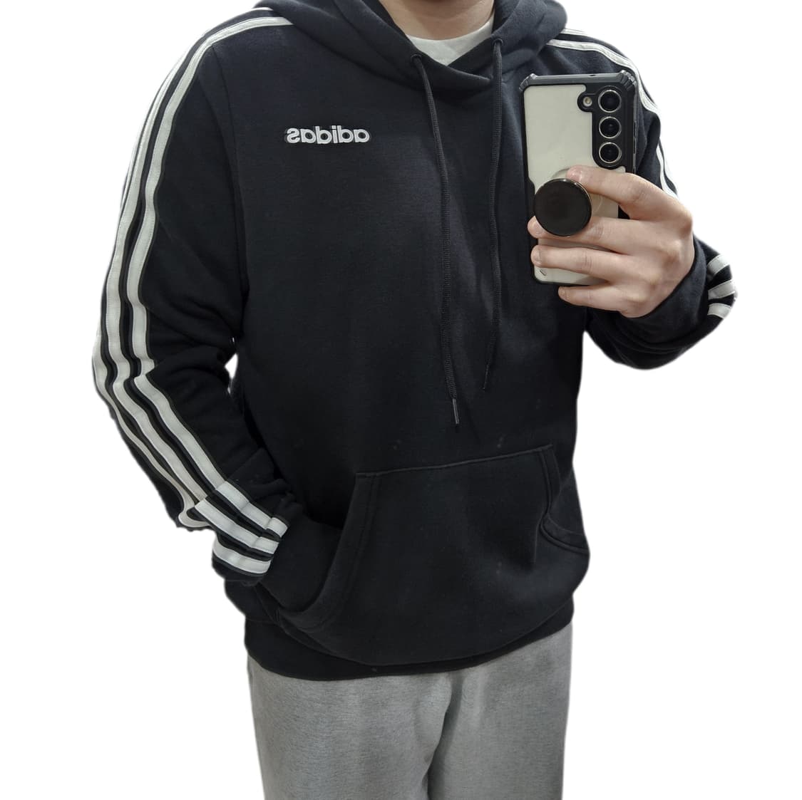 XL 100-105) 삼선 후드티 검흰 상품이미지1