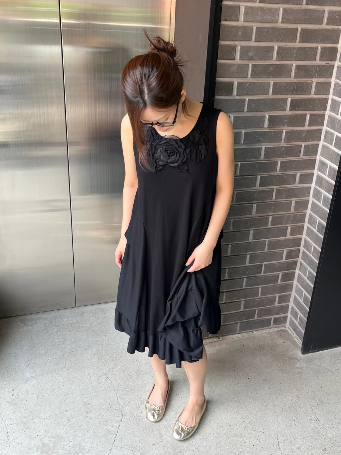 블랙 플로럴 원피스 블랙 상품이미지6