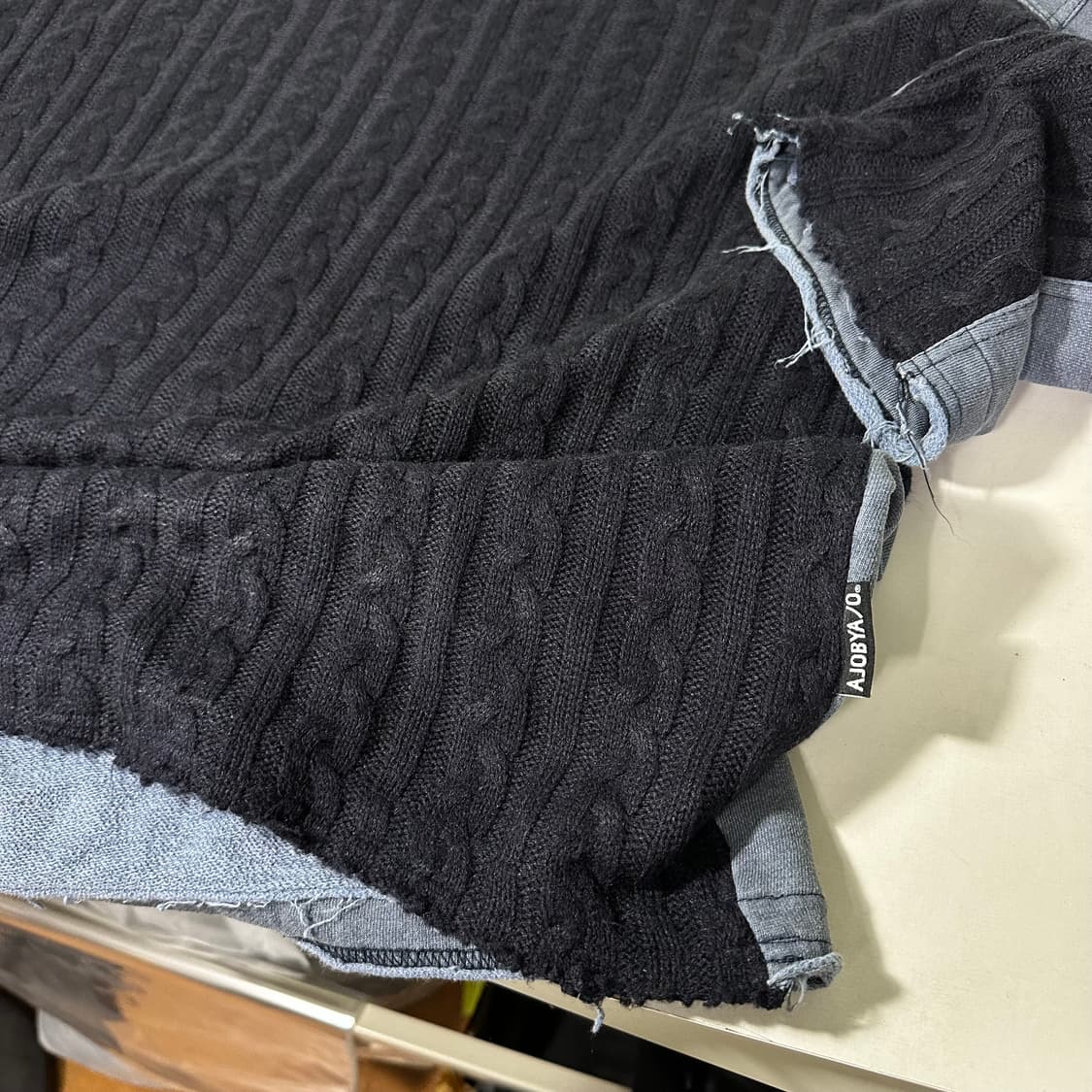 OS 아조바이조 루즈오버핏 니트배색 그런지맨투맨 상품이미지2