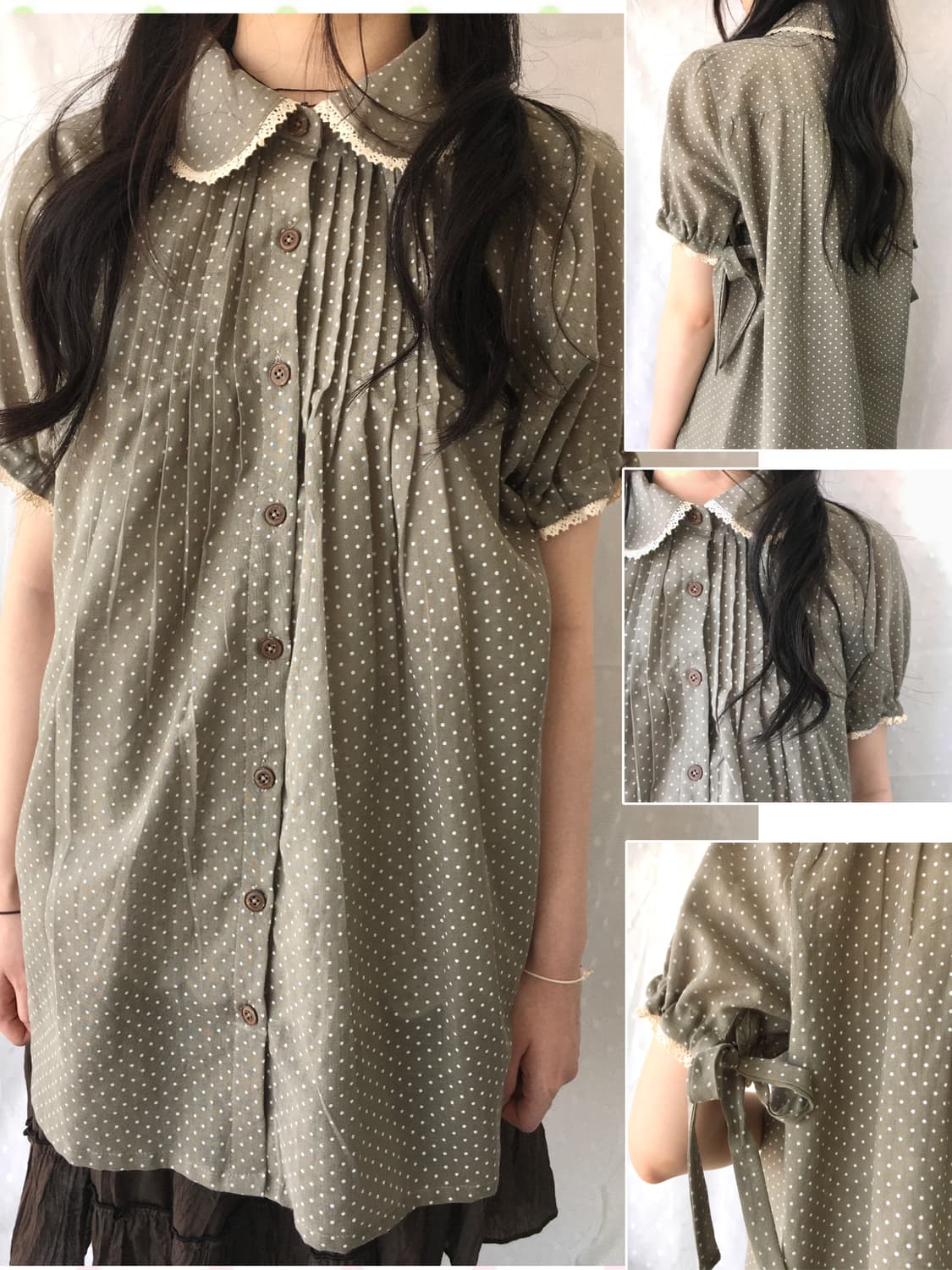 [HANDMADE] 핸드메이드 도트 홍콩 블라우스 모리걸 상품이미지1
