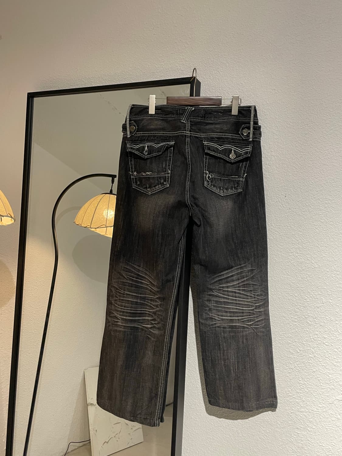 Topswkle 블랙 데님 팬츠 상품이미지2