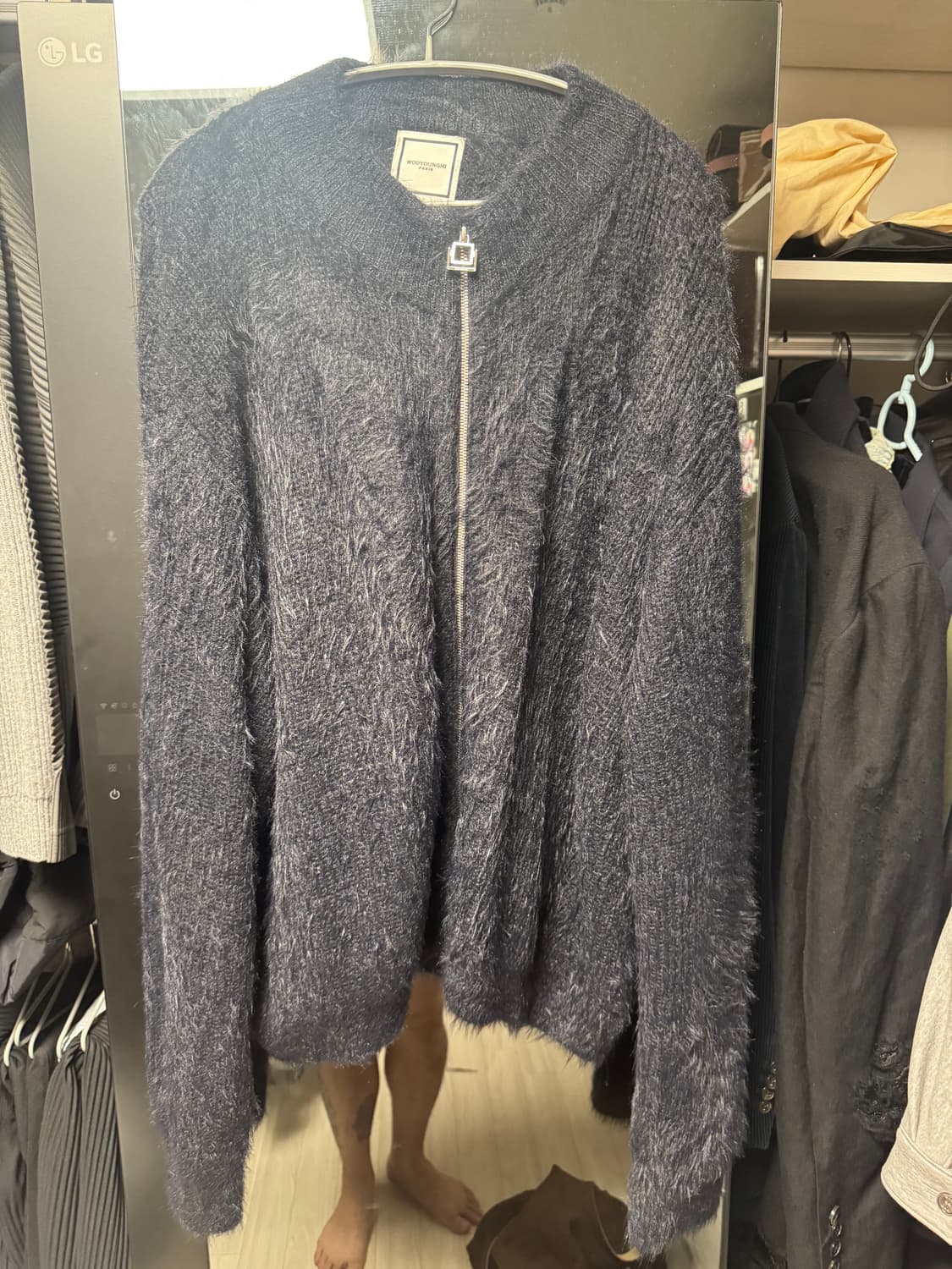 우영미 24FW 헤어리 하이넥 집업 네이비 52사이즈 상품이미지3