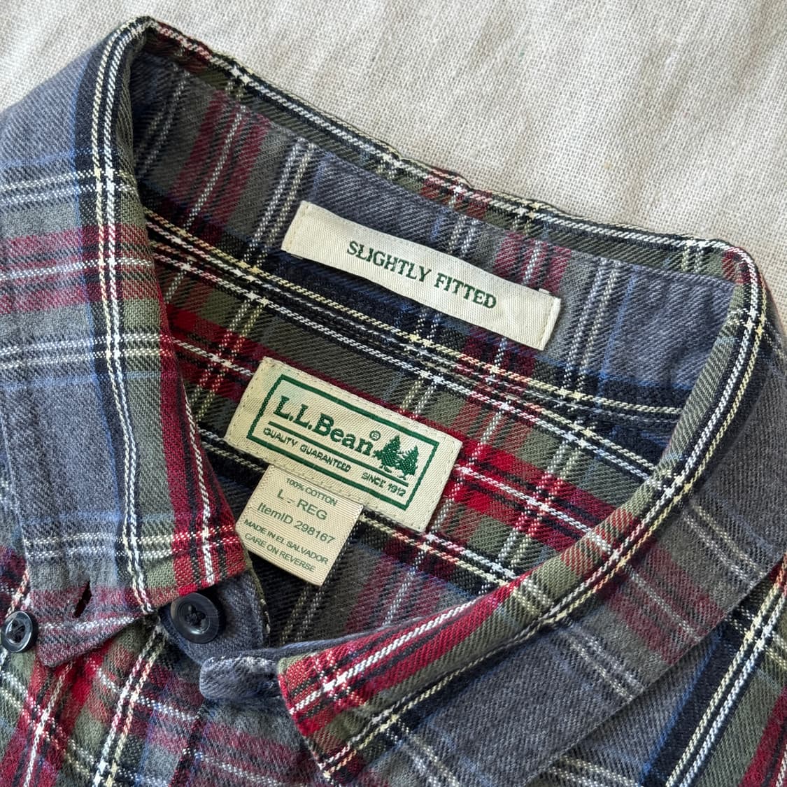 엘엘빈 차콜 레드 체크셔츠 L 상품이미지4