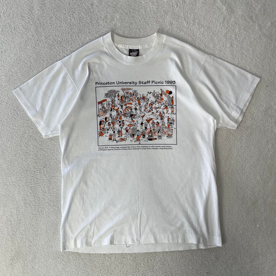 1993 스크린스타 Princeton 대학 Picnic 싱글스티치 티셔츠 상품이미지1