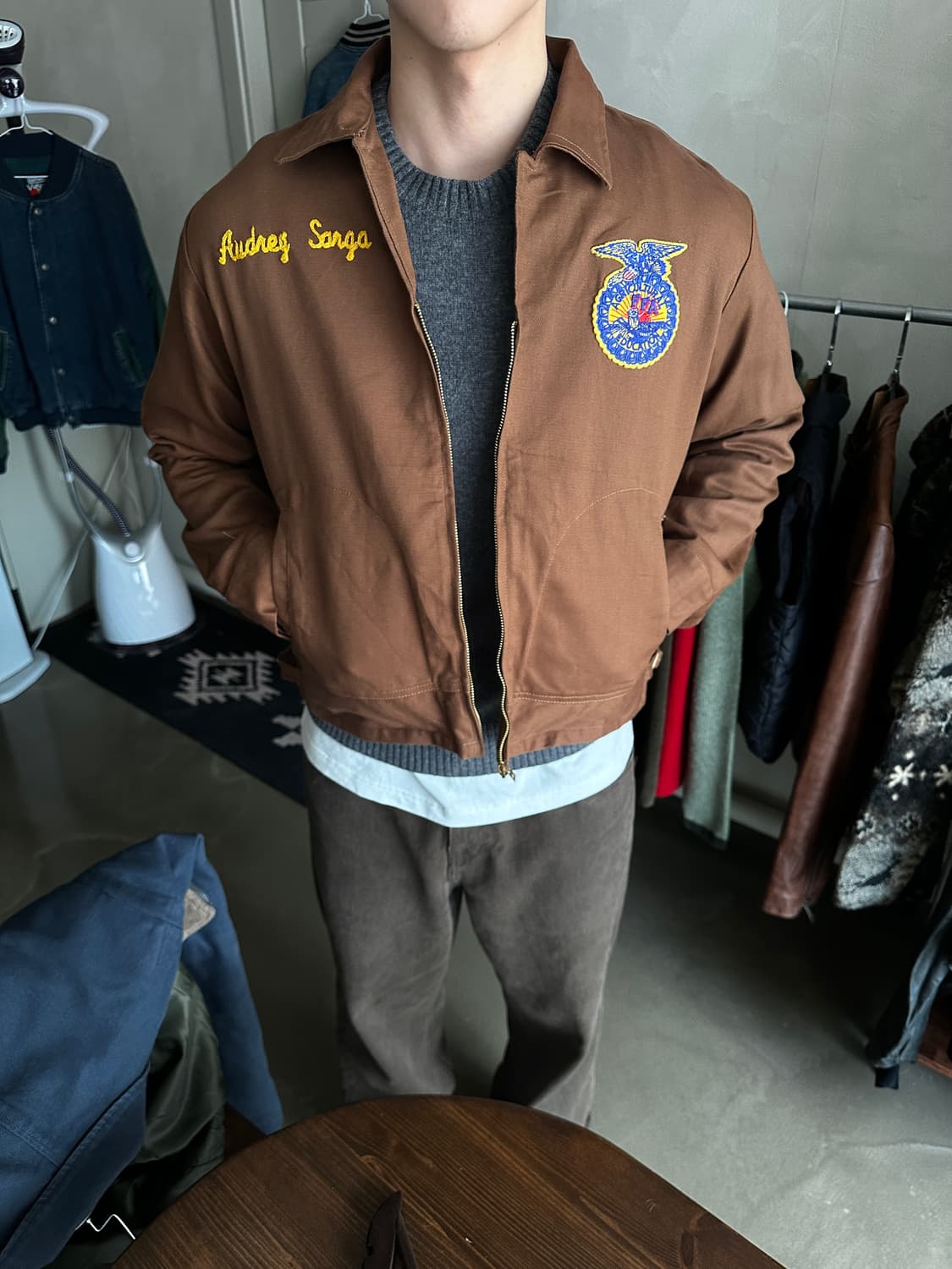 USA FFA cotton work jacket 코튼 워크자켓 브라운 상품이미지2