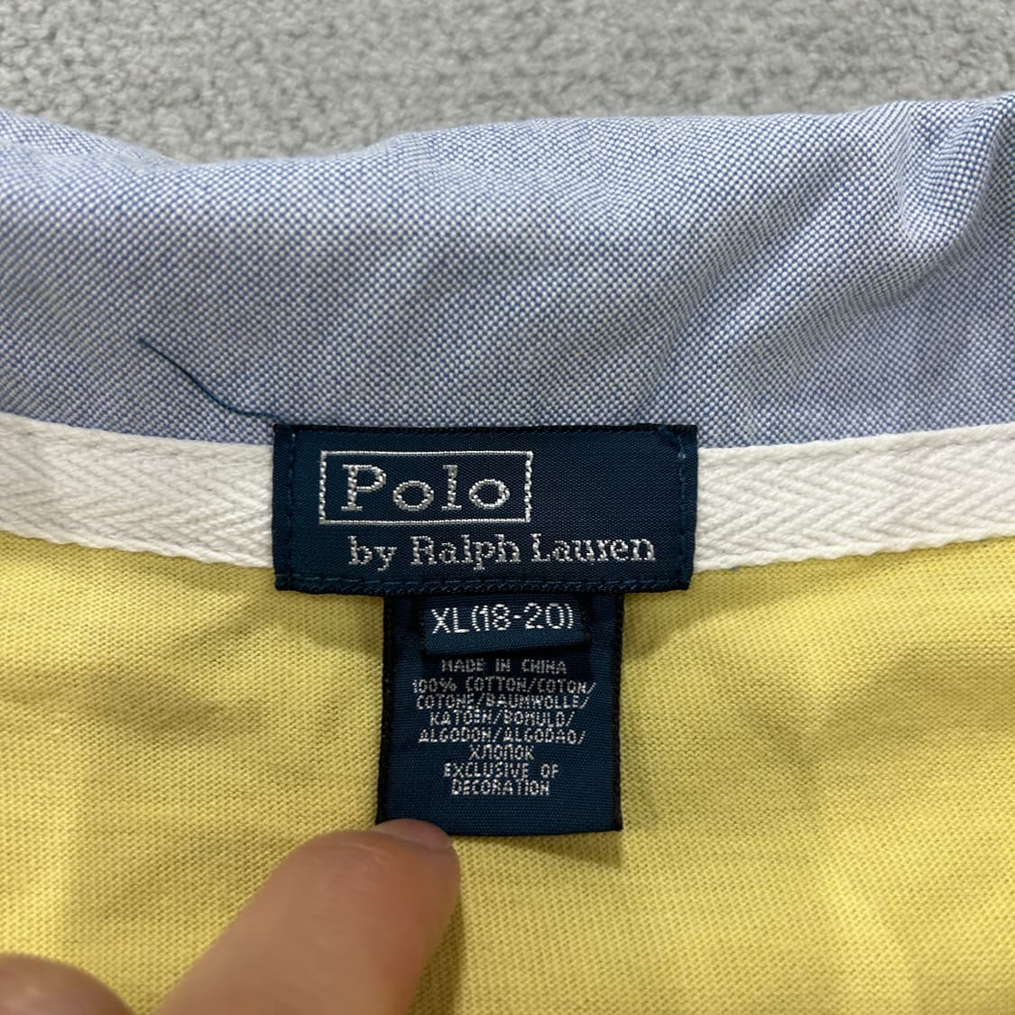 폴로 옐로우 네이비 스트라이프 럭비티 긴팔 XL 상품이미지2