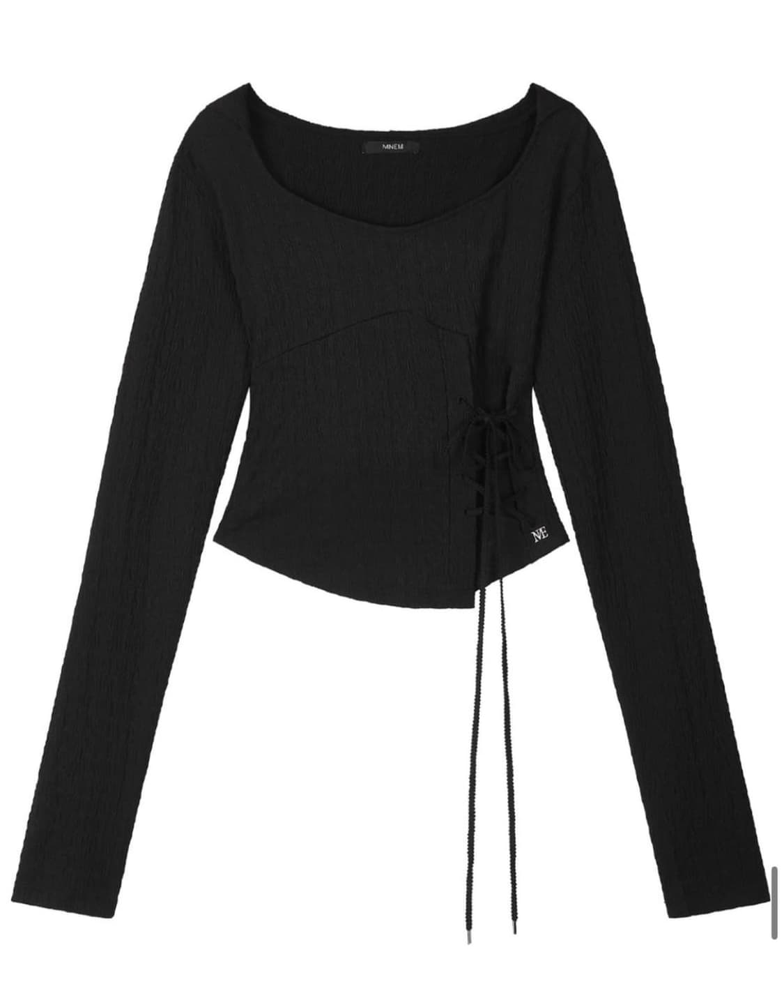 mnem Diamond Neck Corset Hoodie (black) 상품이미지2