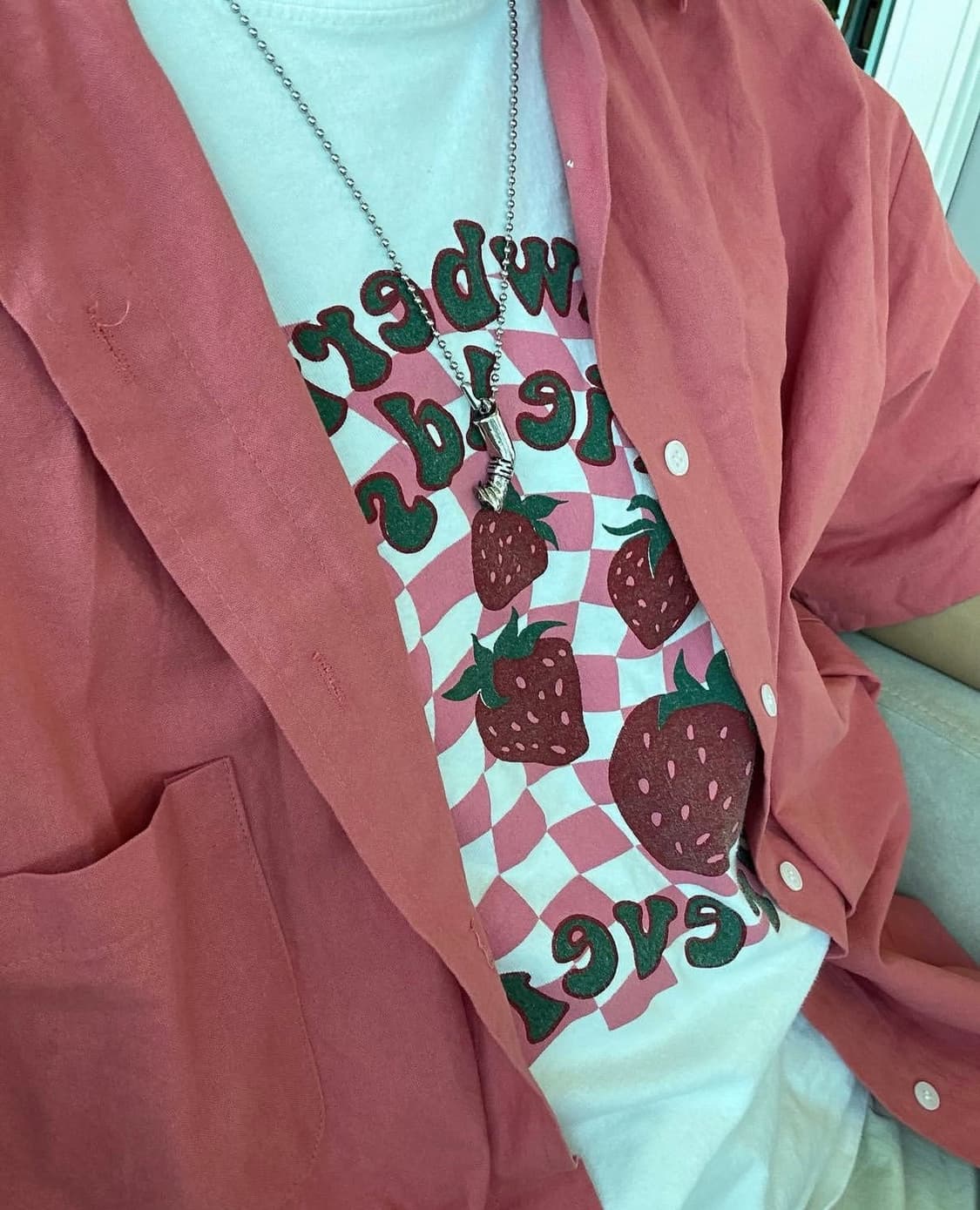 핑크 반팔셔츠 상품이미지2