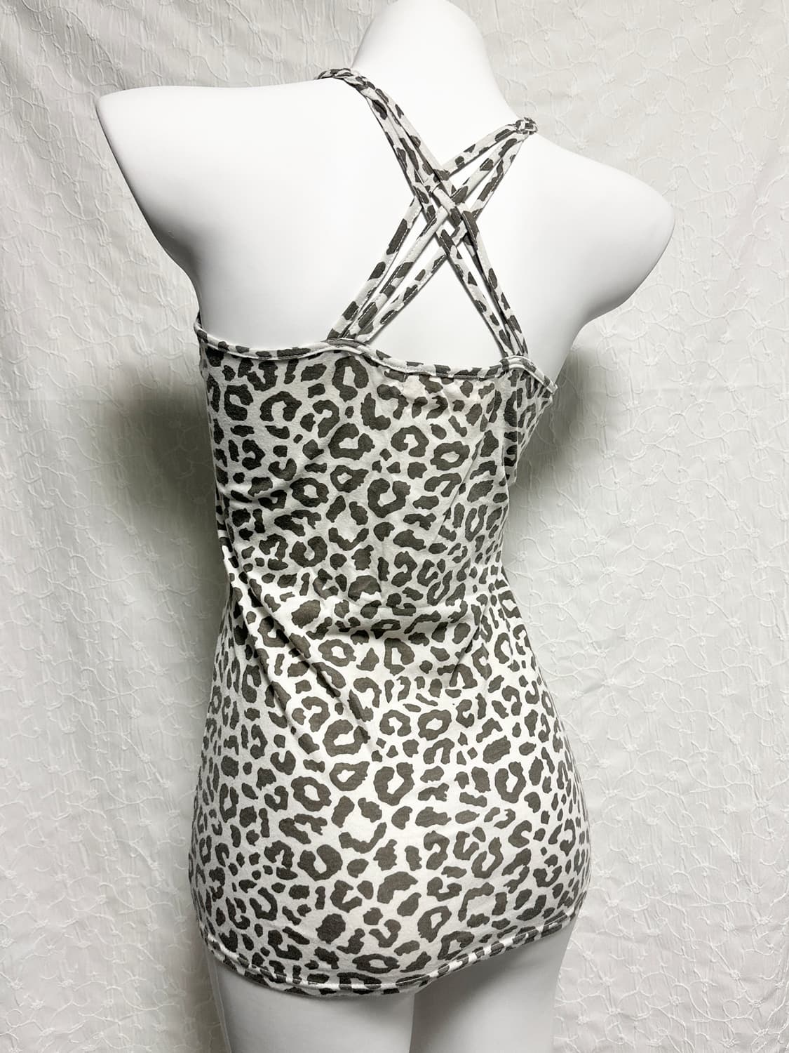 빈티지 갸루 펑크 레오파드 로프 홀터 슬리브리스 탑 상품이미지1