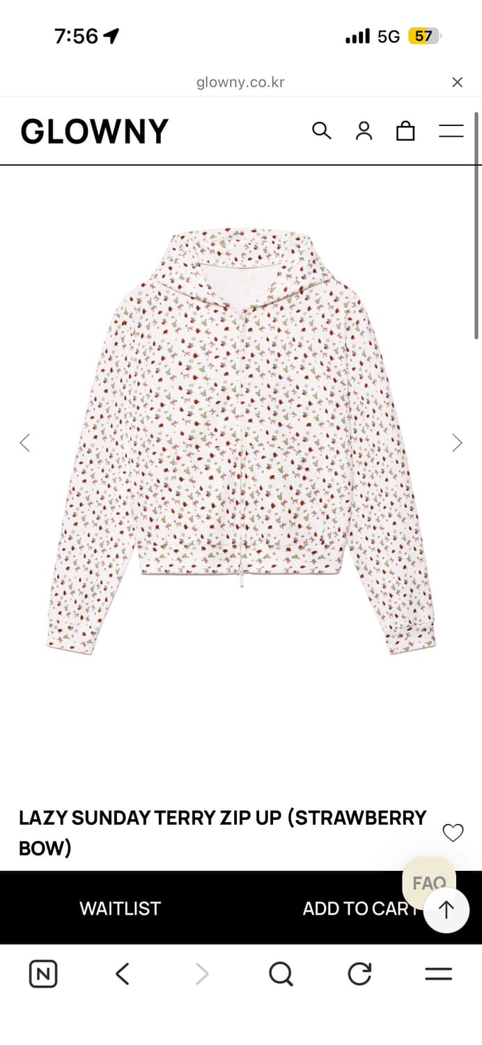 글로니 lazy sunday terry zip up 상품이미지1