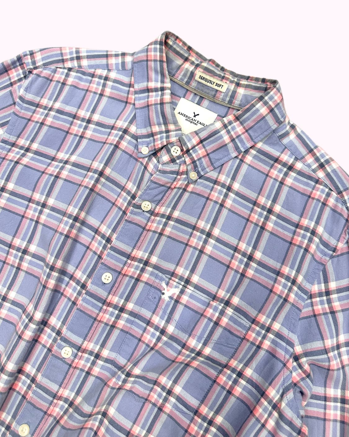 AMERICAN EAGLE pastel purple check shirt 상품이미지2