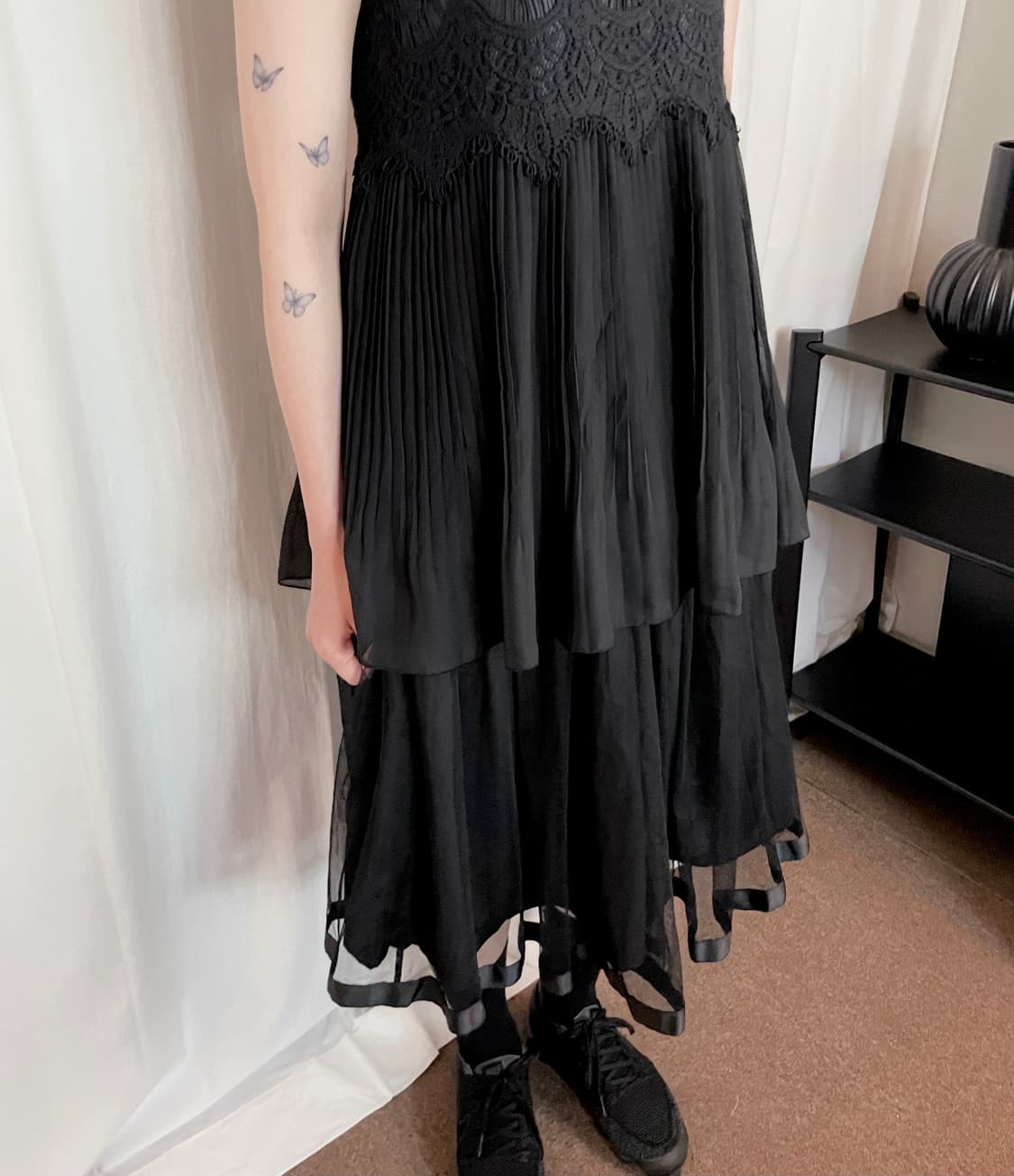 Ribbon Tulle Midi Skirt - Black 상품이미지4